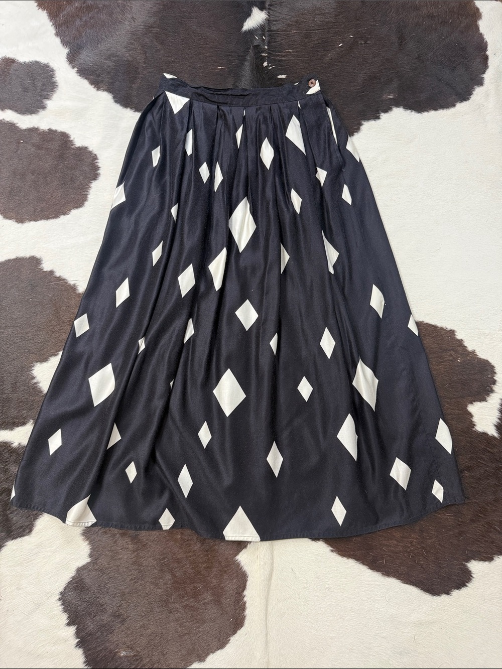 Rafaella Black Maxi Skirt with White Diamond Pattern